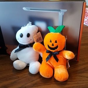 5" Seated Ghost and Pumpkin